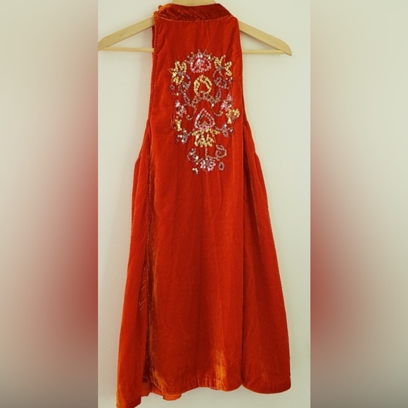 FREE PEOPLE orange velvet sequins swing dress - Picture 6 of 9